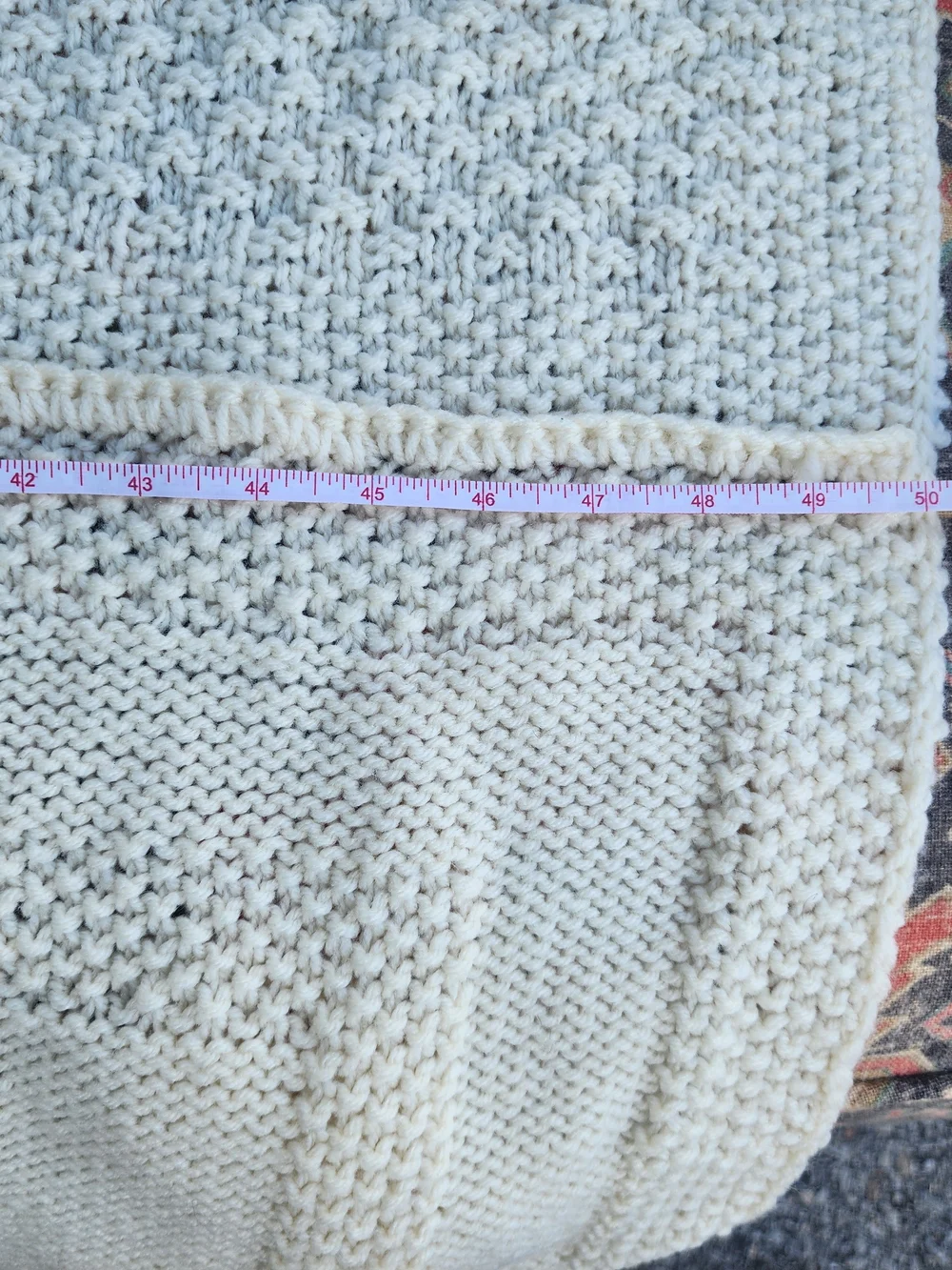Cream Cable-Knit Handmade Crochet Afhgan
